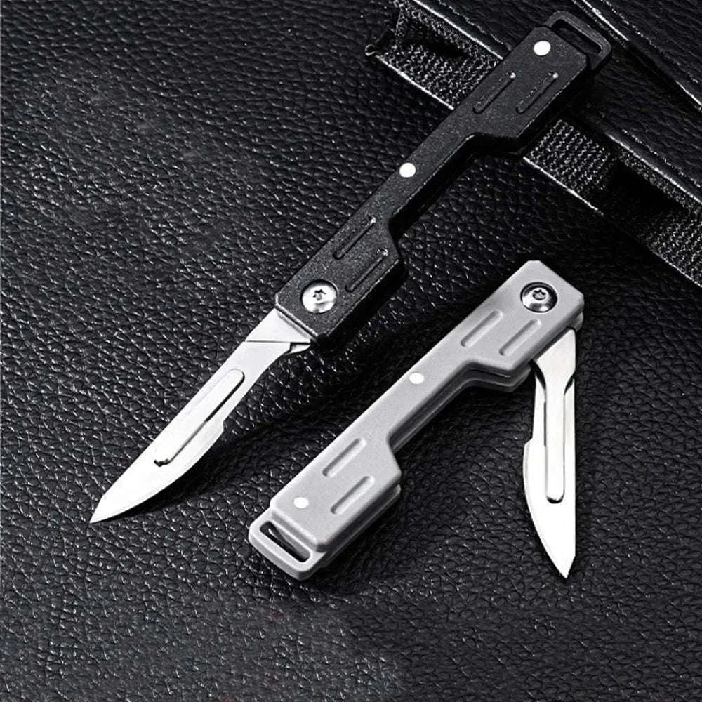 Mini Folding Scalpel EDC Knife with Replaceable Blades-Dark Grey