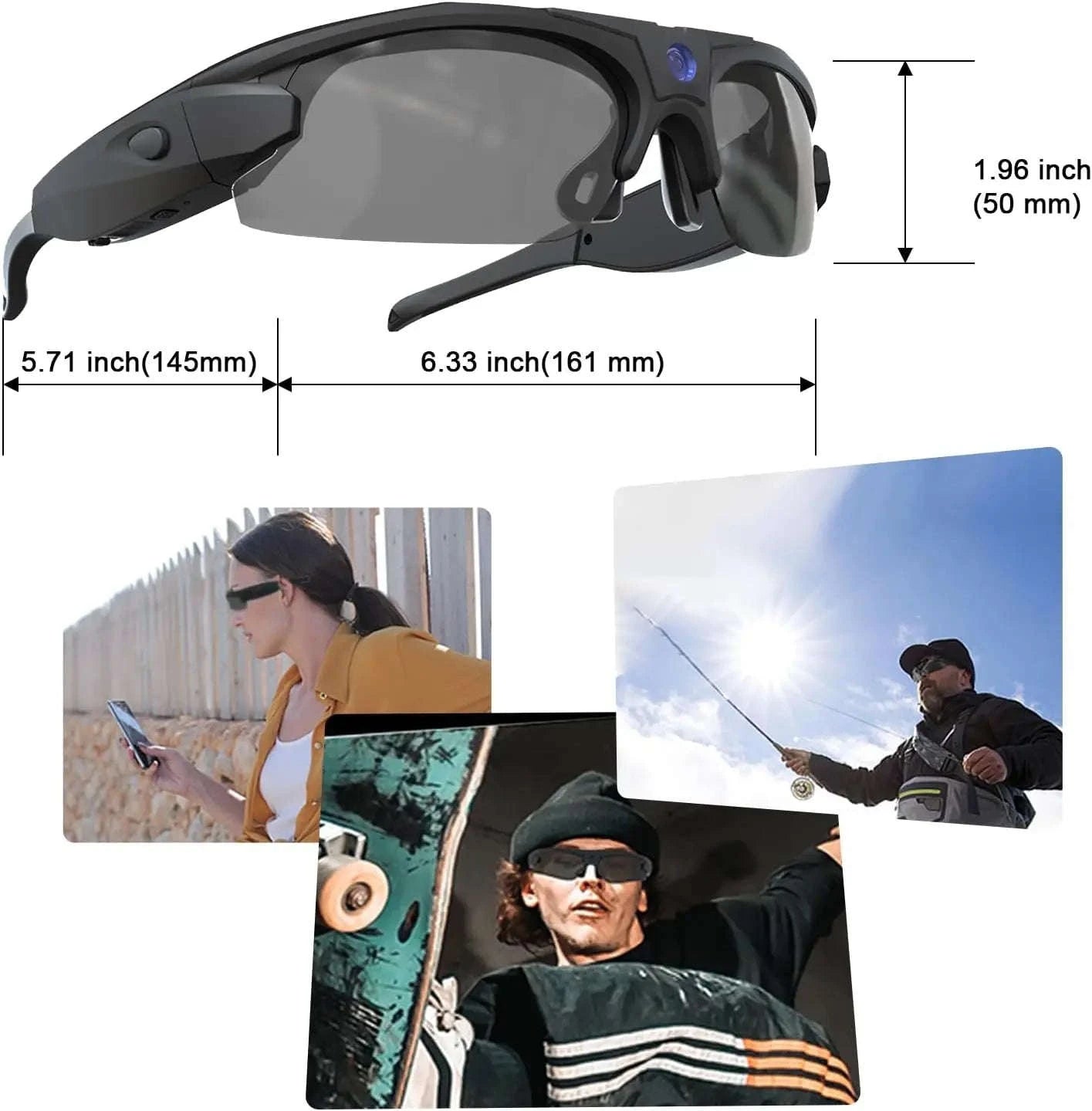 Mini FPV WiFi Smart Glasses Action Camera-VG35 with 128GB