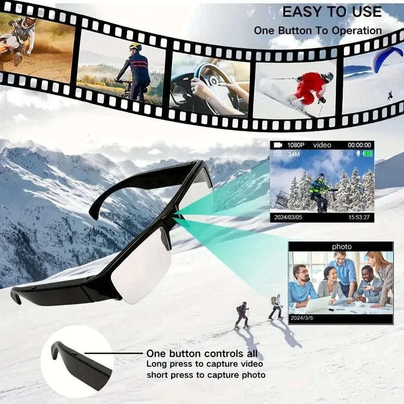 Mini Glasses Camera 1080P Wearable Hands-Free Recording-Glasses A