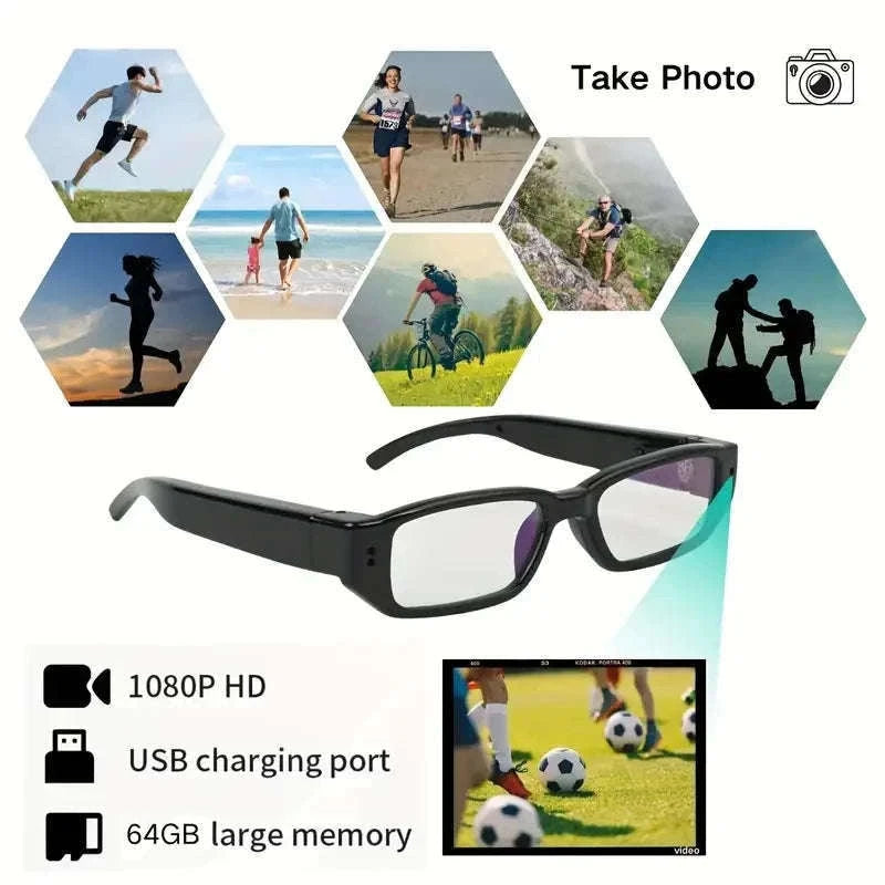Mini Glasses Camera 1080P Wearable Hands-Free Recording-Glasses A