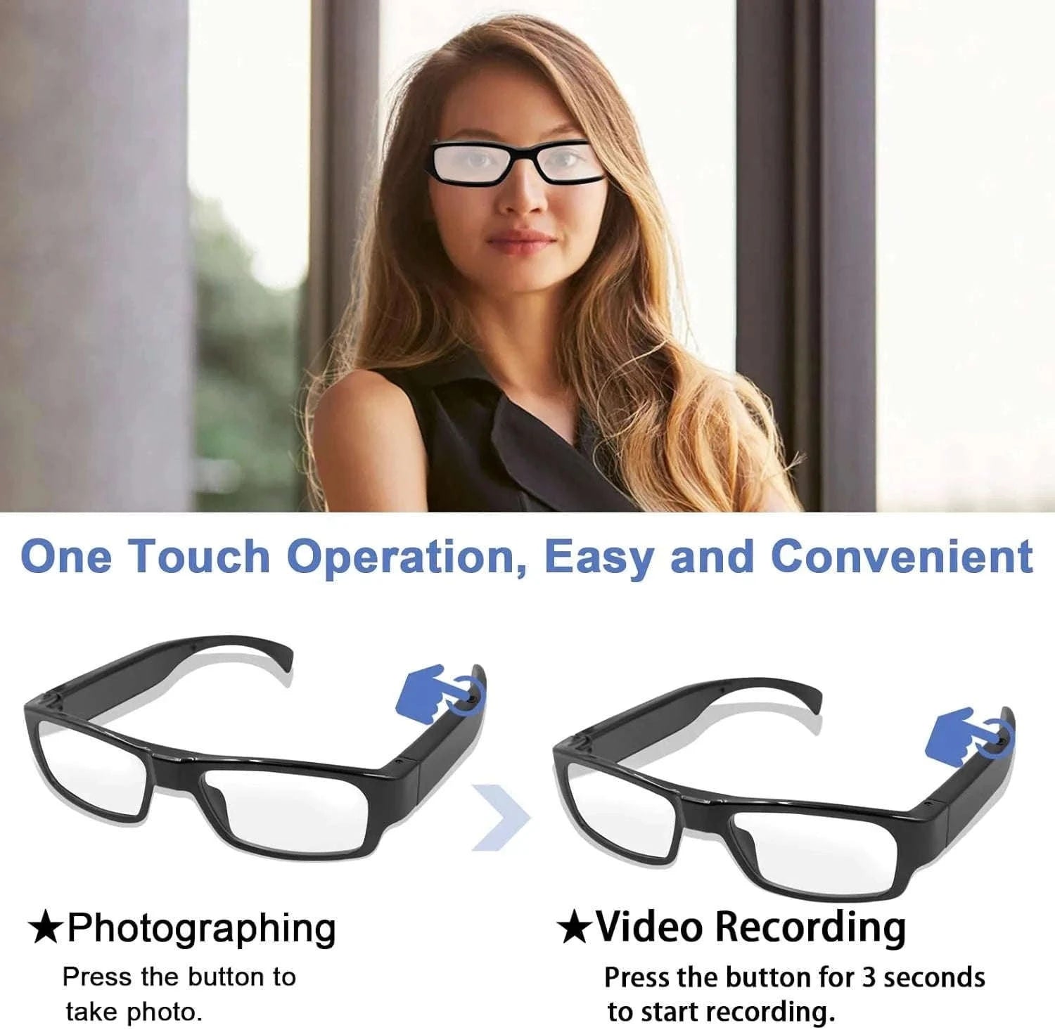 Mini Glasses Camera 1080P Wearable Hands-Free Recording-Glasses A