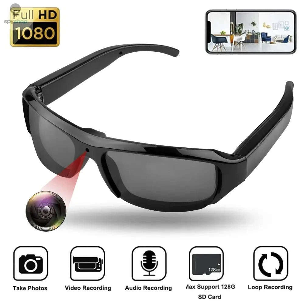 Mini Glasses Camera - HD Sunglasses Recorder for Hands‑Free POV-Black