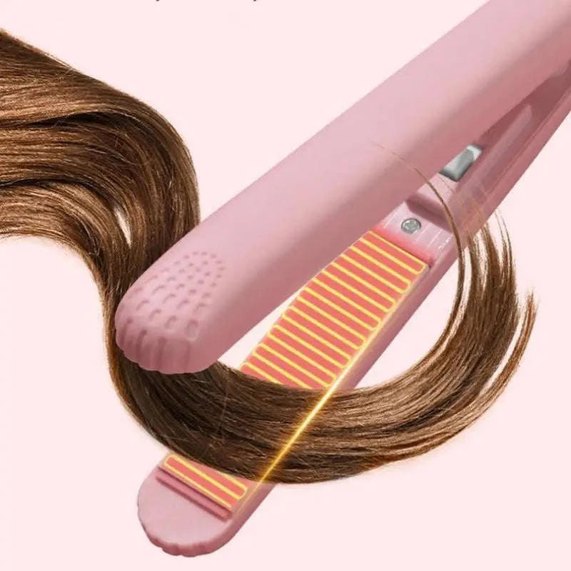 Mini Hair Straightener with Quick-Heat Ceramic Plates-Pink