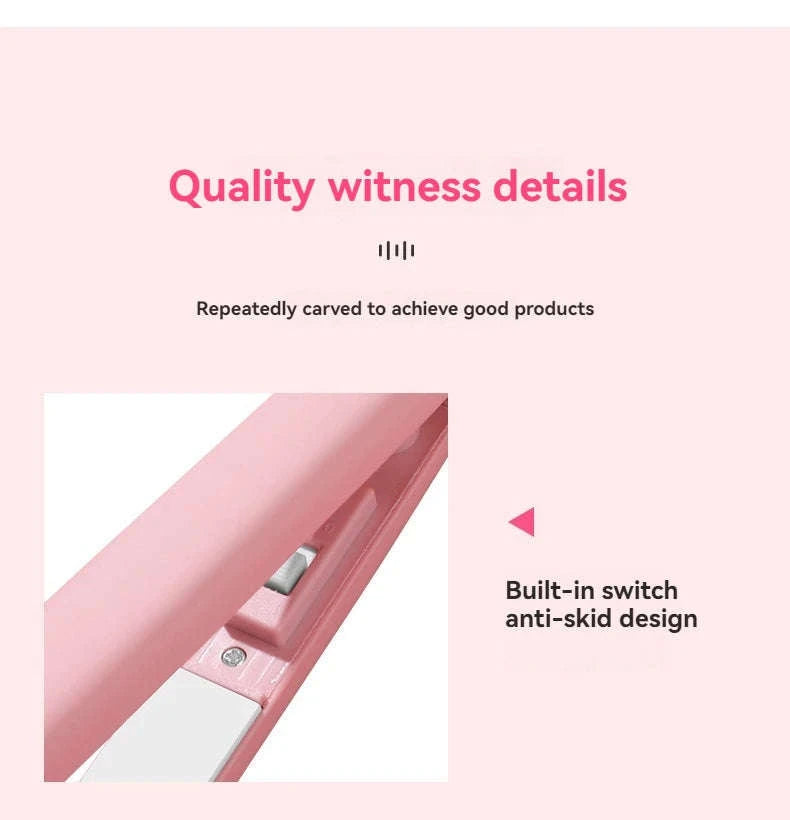 Mini Hair Straightener with Quick-Heat Ceramic Plates-Pink