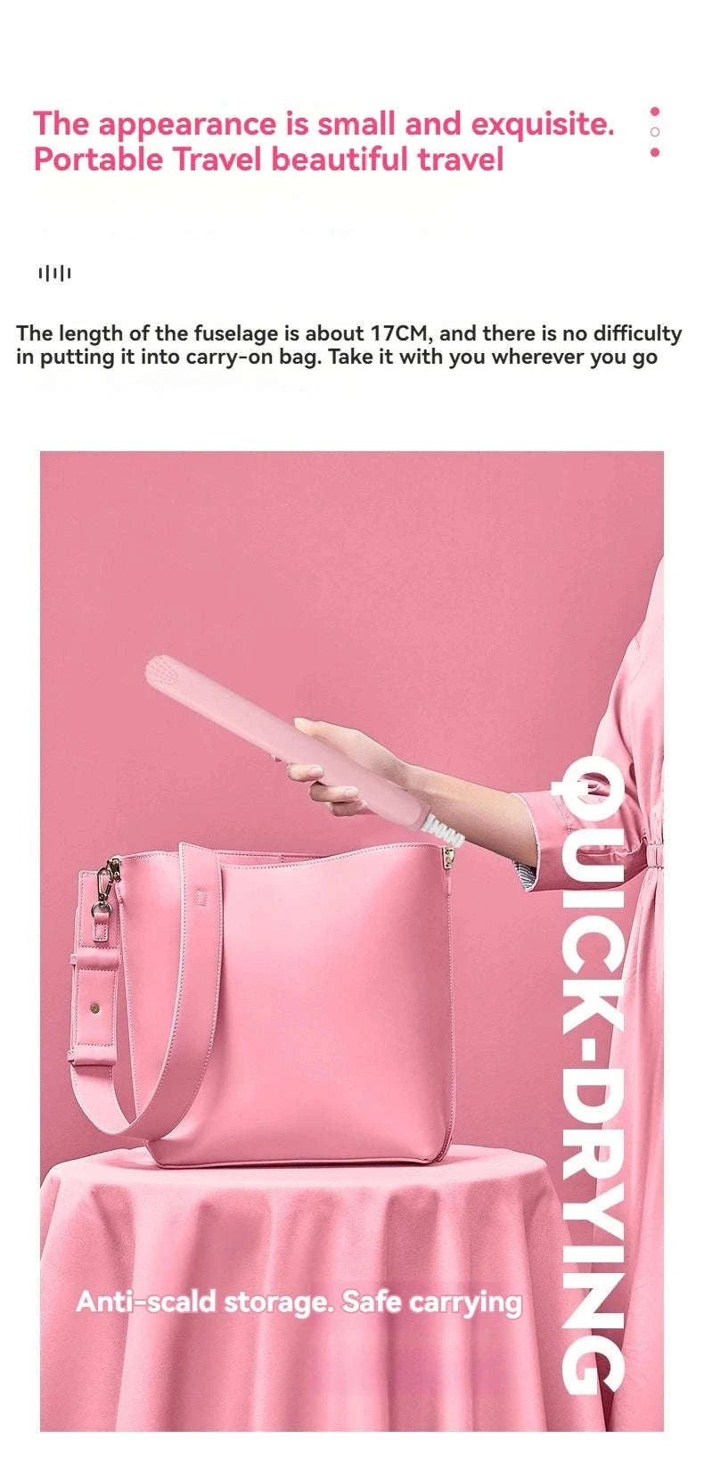 Mini Hair Straightener with Quick-Heat Ceramic Plates-Pink