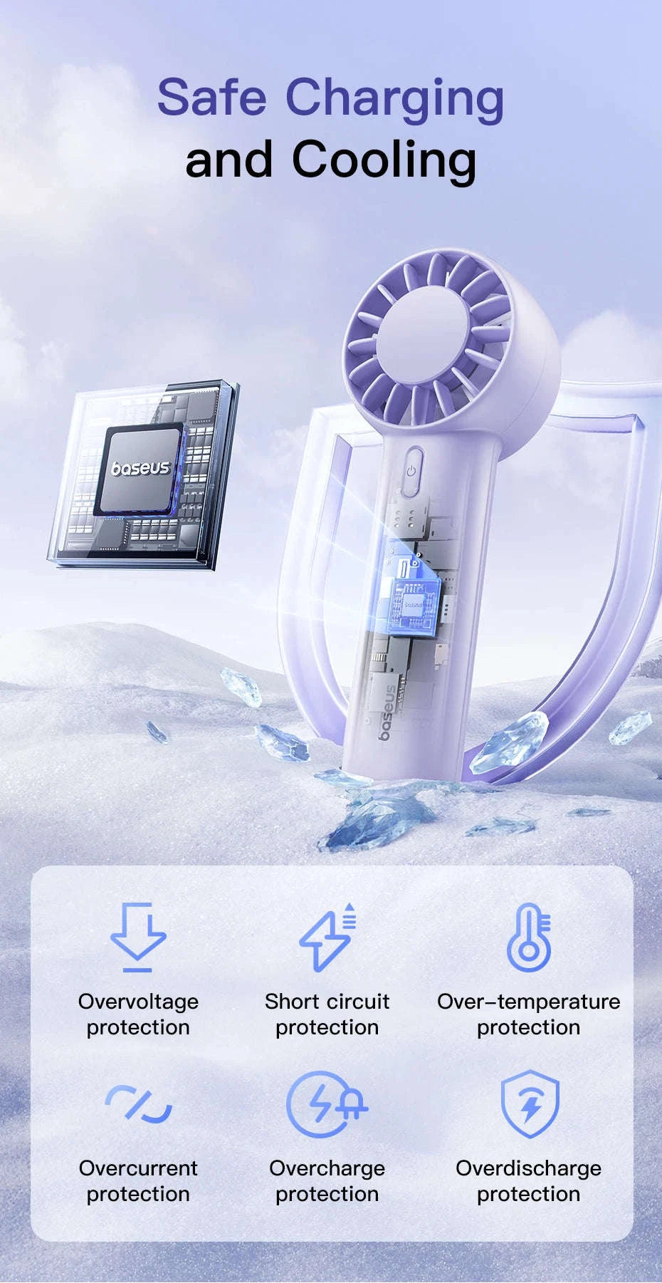 Mini Handheld Turbine Fan with 3 Speeds & Rechargeable Battery-GoTrip DT1