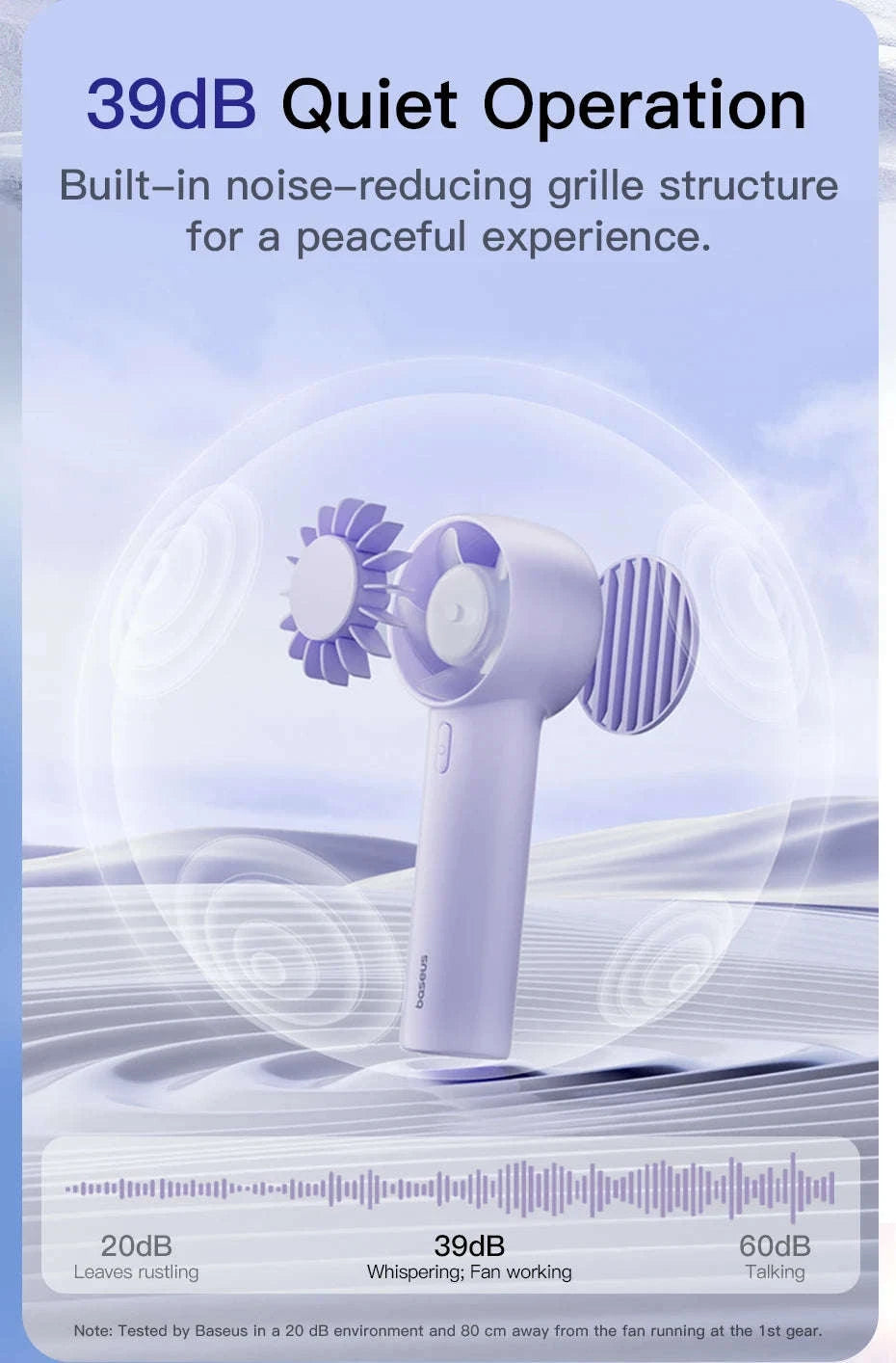 Mini Handheld Turbine Fan with 3 Speeds & Rechargeable Battery-GoTrip DT1