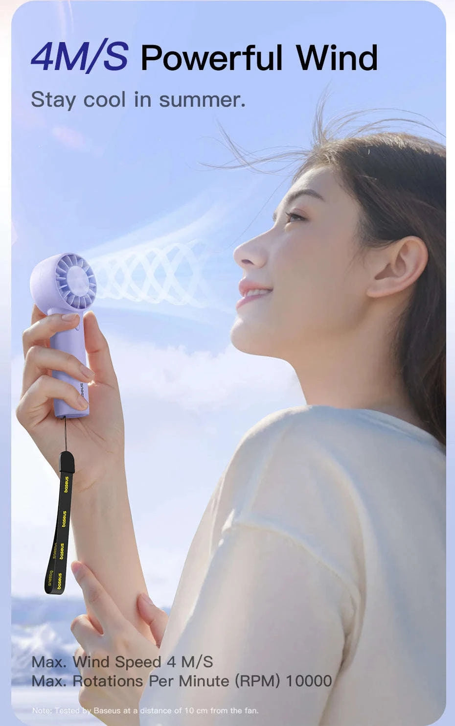 Mini Handheld Turbine Fan with 3 Speeds & Rechargeable Battery-GoTrip DT1