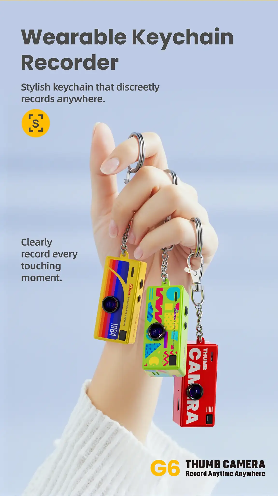 Mini Keychain Camera 1080P HD Pocket Video Recorder 130° Lens-G6-White / No-TF Card