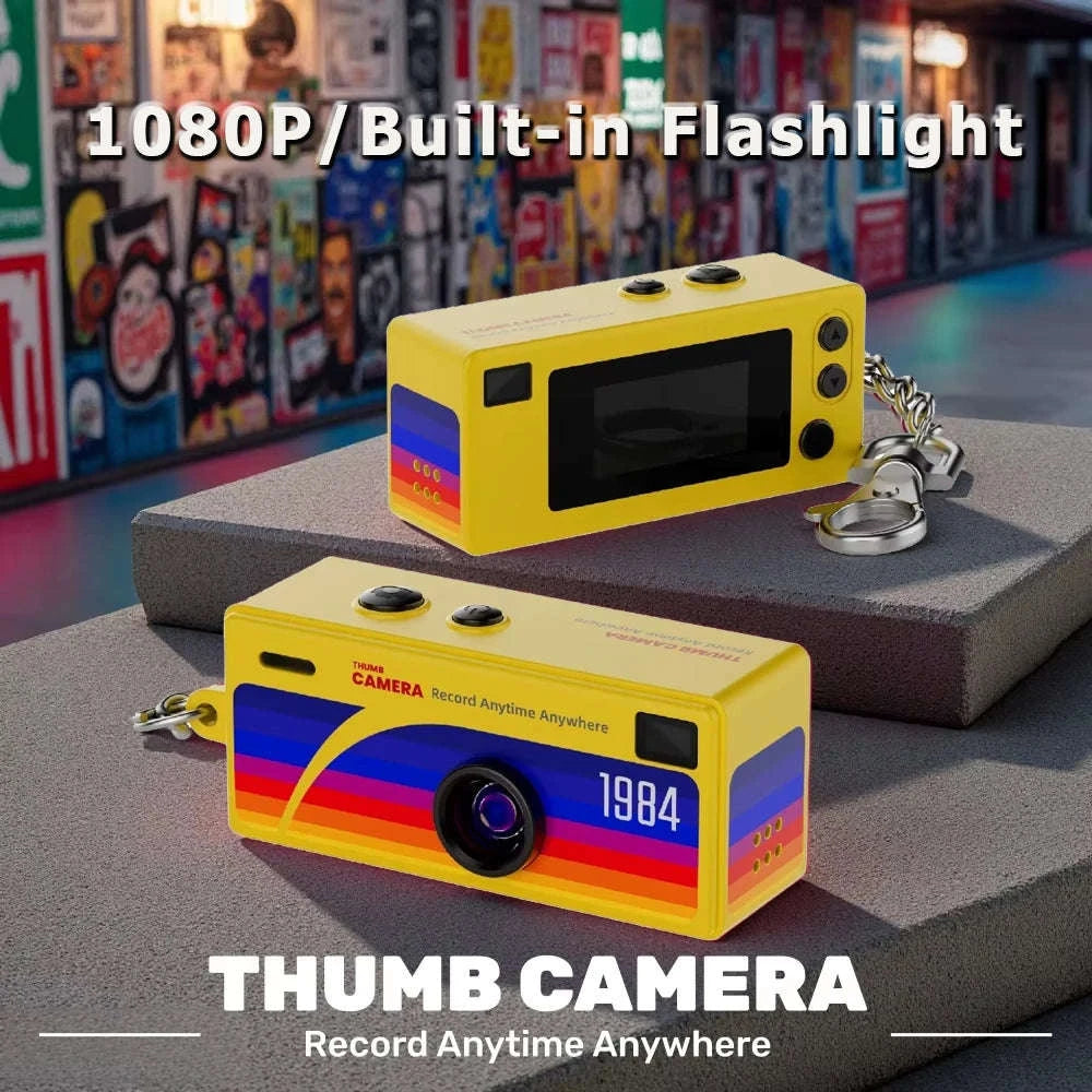 Mini Keychain Camera 1080P HD Retro Digital Camcorder-Blue / No TF Card