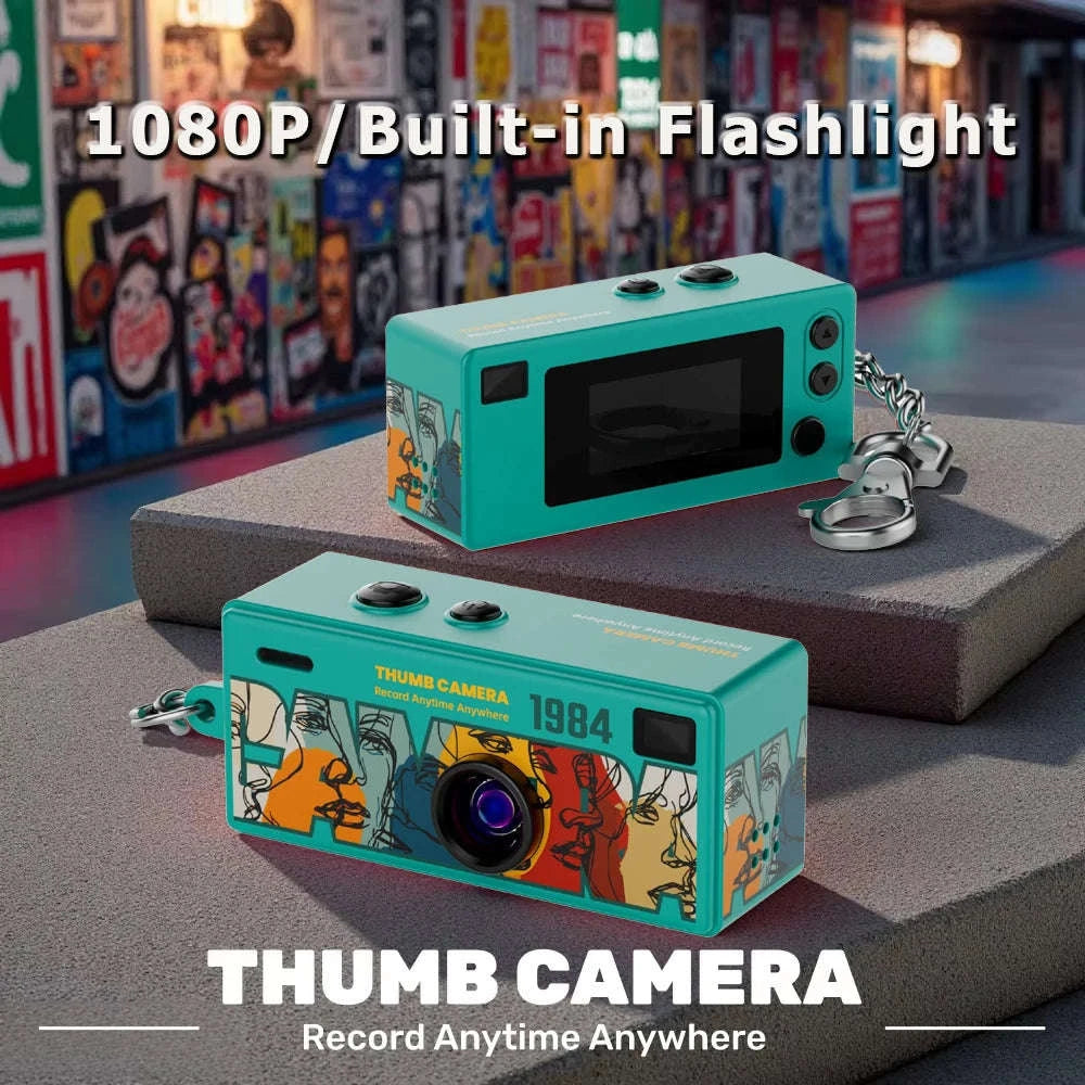 Mini Keychain Camera 1080P HD Retro Digital Camcorder-Blue / No TF Card