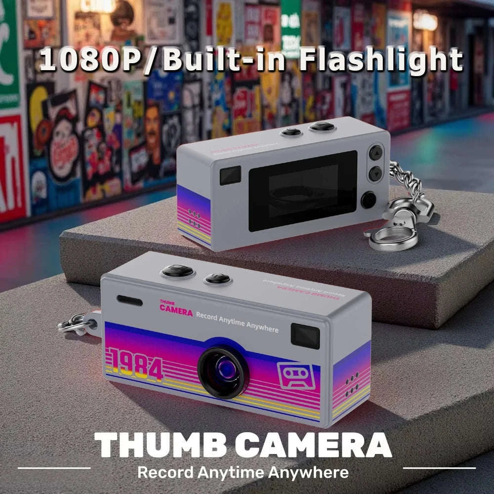Mini Keychain Camera 1080P HD Retro Digital Camcorder-Blue / No TF Card
