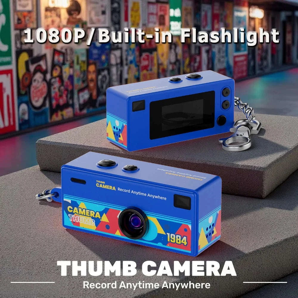 Mini Keychain Camera 1080P HD Retro Digital Camcorder-Blue / No TF Card