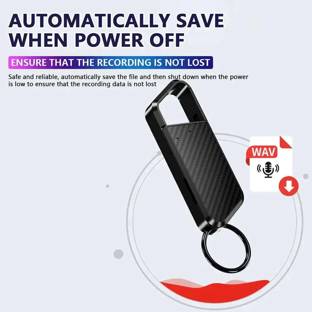 Mini Keychain Voice Recorder with Sound Activation & MP3 Playback-black / < 1GB