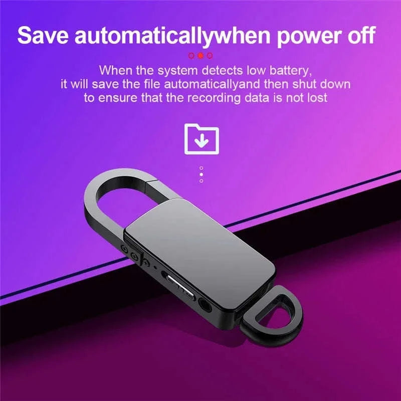 Mini Keychain Voice Recorder with Voice Activation & MP3 Playback-S20 Silver / 16 GB