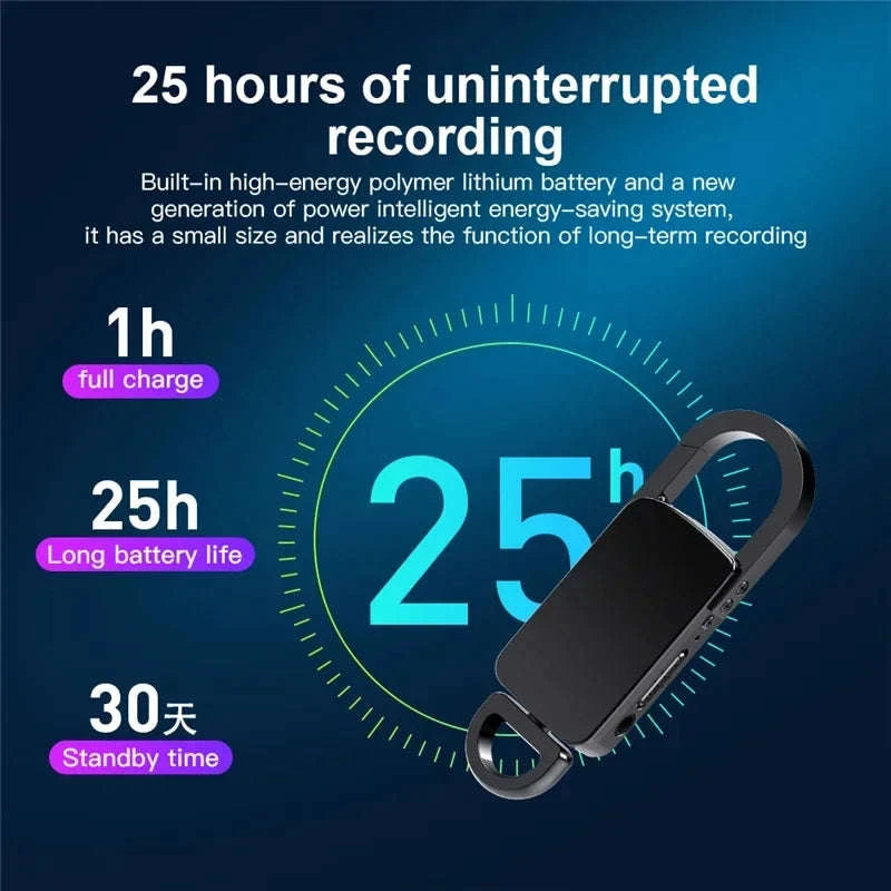Mini Keychain Voice Recorder with Voice Activation & MP3 Playback-S20 Silver / 16 GB