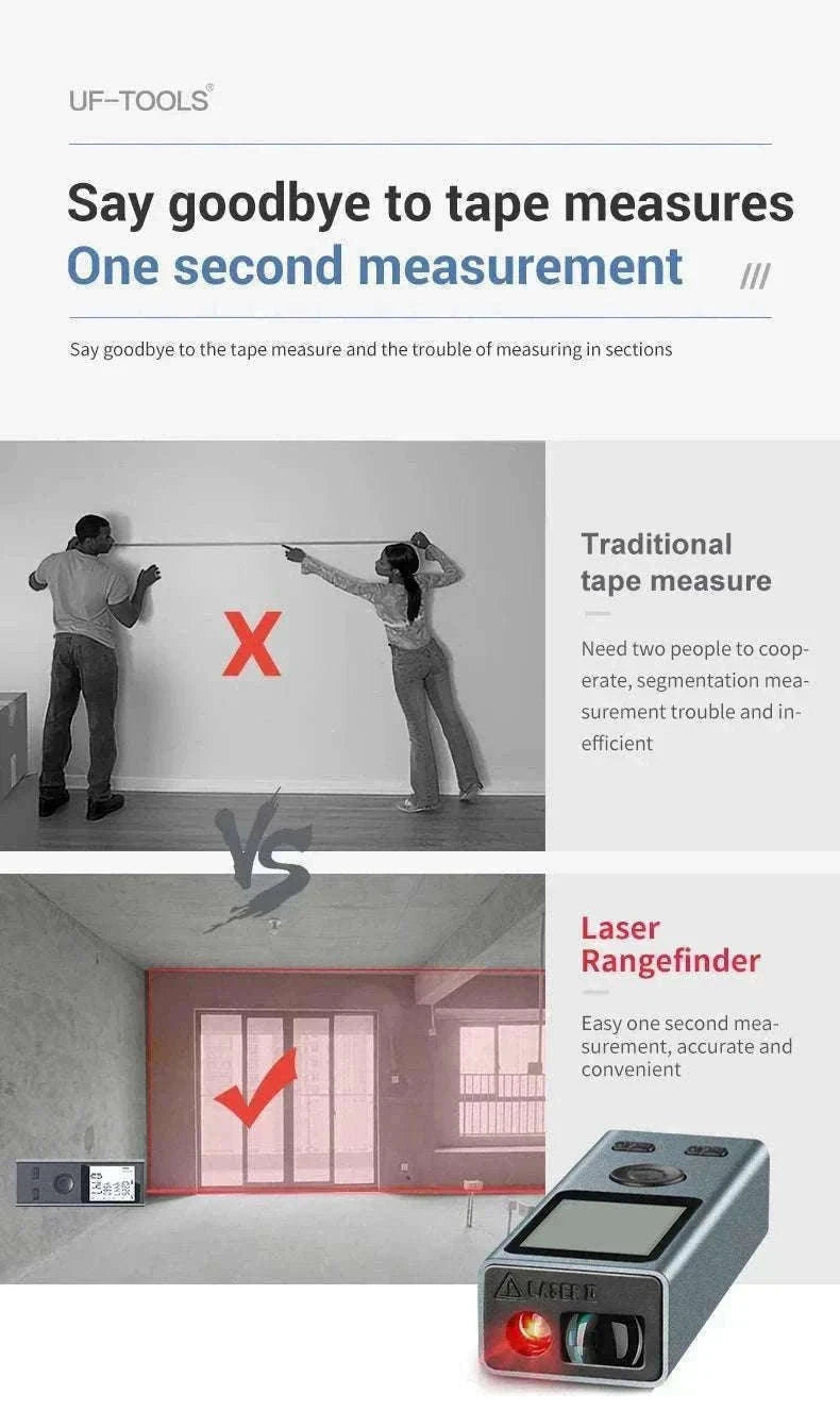 Mini Laser Rangefinder 30m High Precision USB Rechargeable Meter-30m