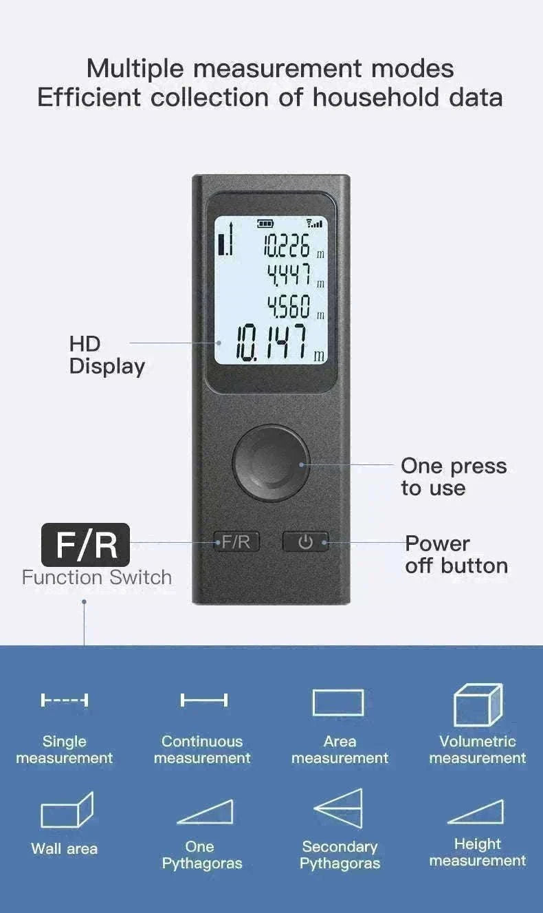 Mini Laser Rangefinder 30m High Precision USB Rechargeable Meter-30m