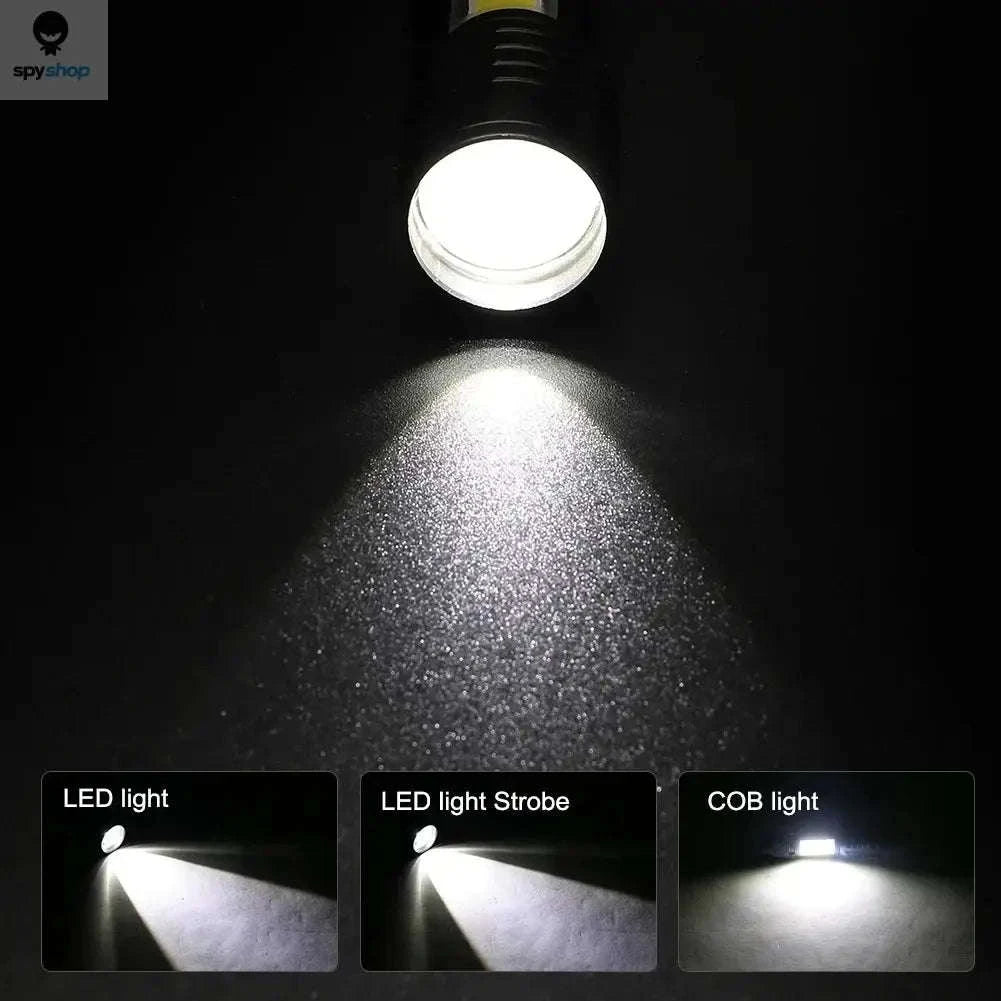 Mini LED Flashlight COB + XPE USB Rechargeable Torch-1PC With Box
