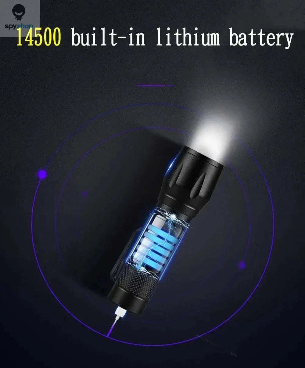 Mini LED Flashlight COB + XPE USB Rechargeable Torch-1PC With Box