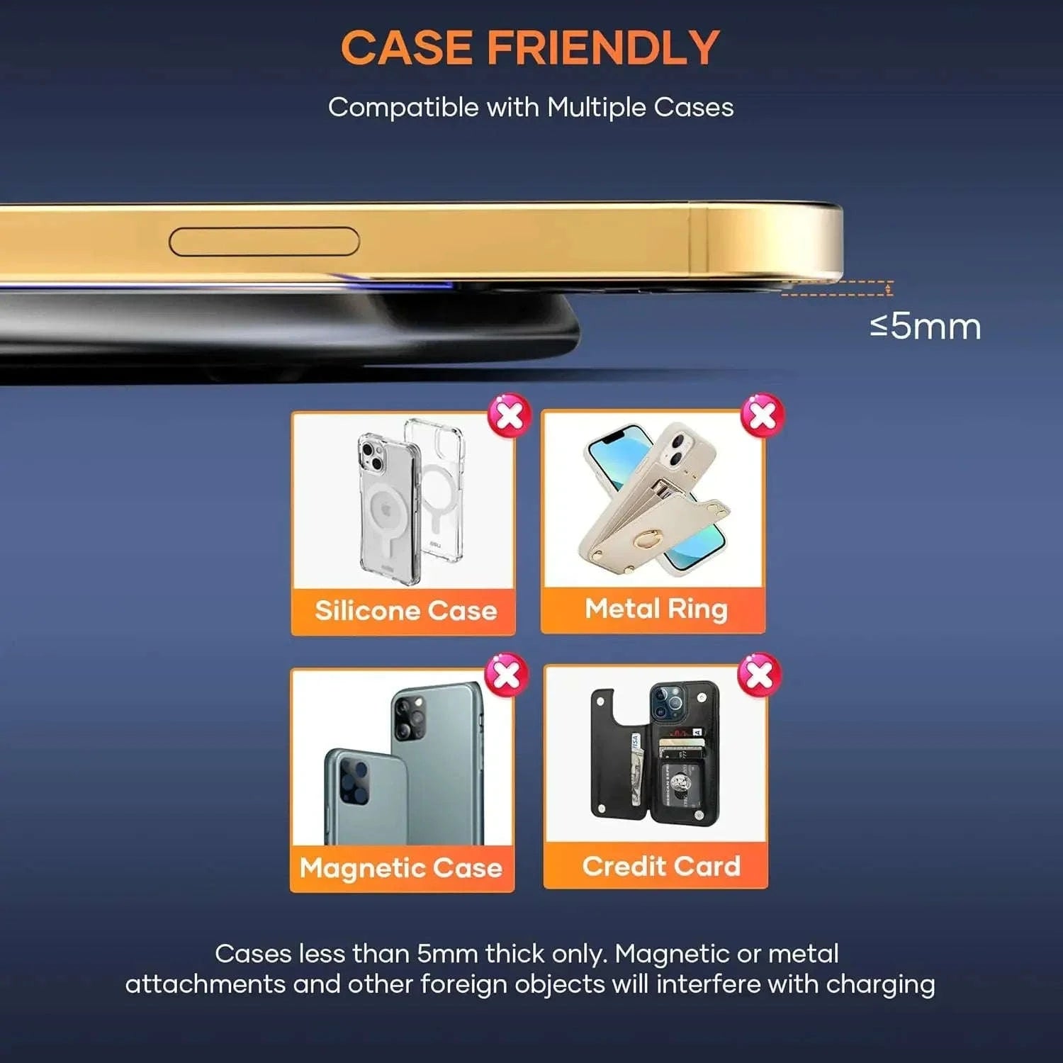 Mini LED Wireless Charger Pad for Fast, Convenient Charging-Black No Cable