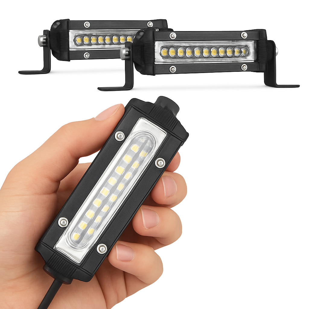 Мини LED работна лента 9 LED тънка 4.5'' 27W за мотоциклет, SUV, офроуд, UTV, 4x4 камион, задна резервна светлина, прожектор за шофиране и мъгла