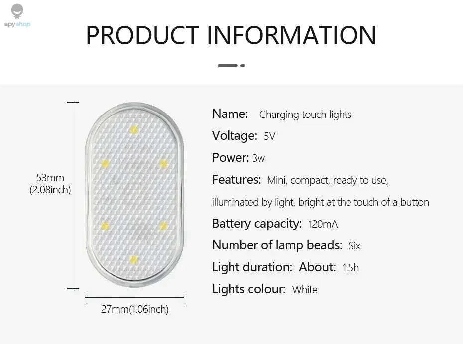 Mini Magnetic Car Touch Light – Compact LED Interior Lighting-White 1pc