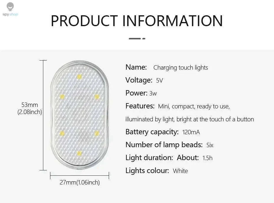 Mini Magnetic Car Touch Light – Touch-Activated LED Interior Light-White 1pc