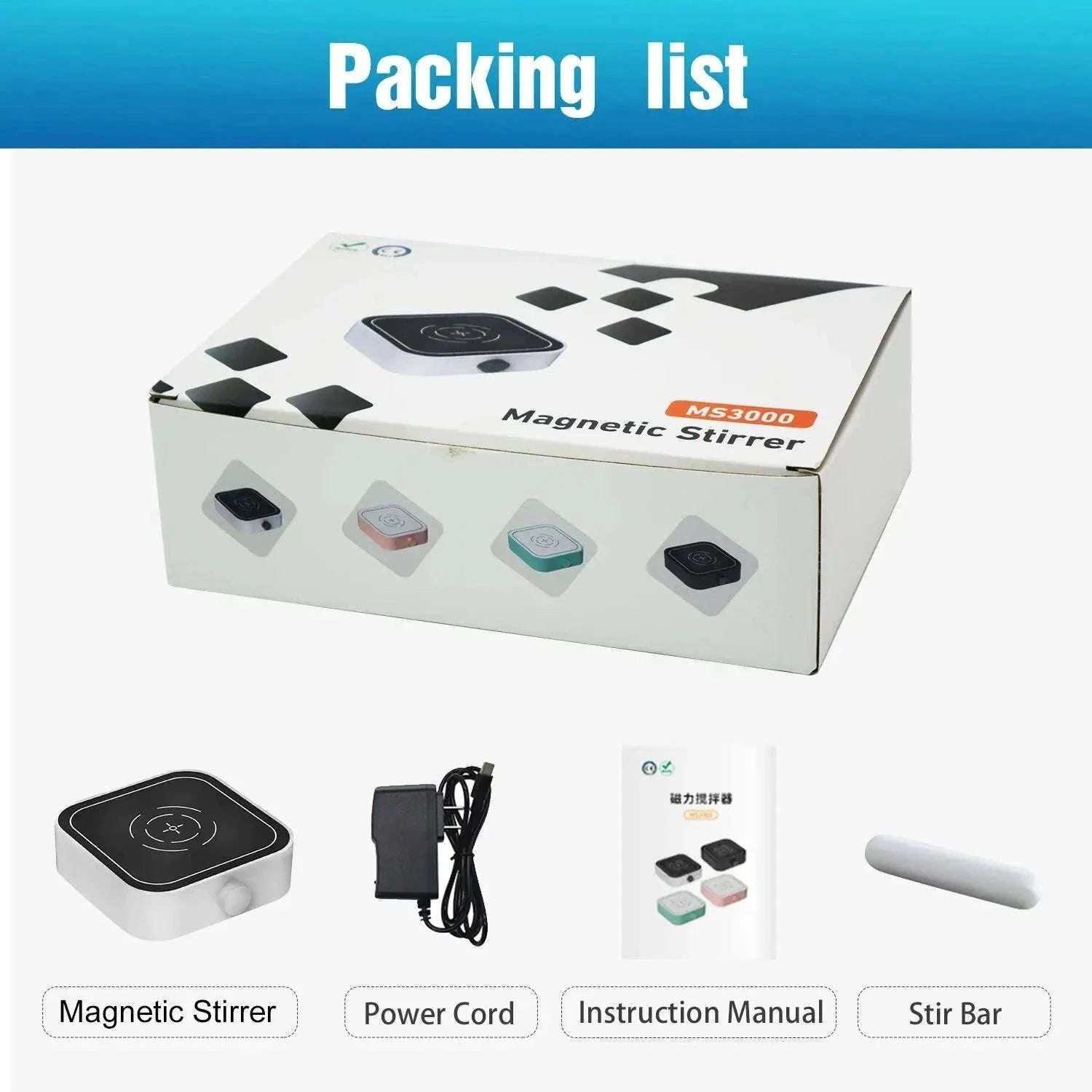 Mini Magnetic Stirrer 2000rpm/3000rpm with Stir Bar-MS2000D Green / EU Plug
