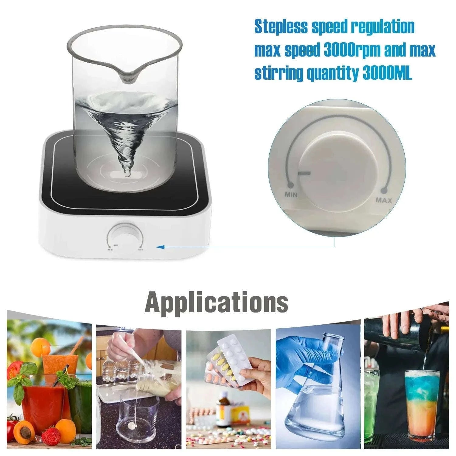 Mini Magnetic Stirrer 2000rpm/3000rpm with Stir Bar-MS2000D Green / EU Plug