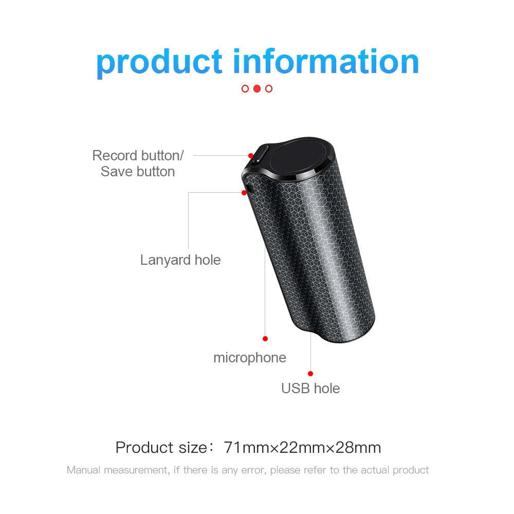 Mini Magnetic Voice Recorder Pen with 40-Day Recording & HD Audio-black / 16 GB