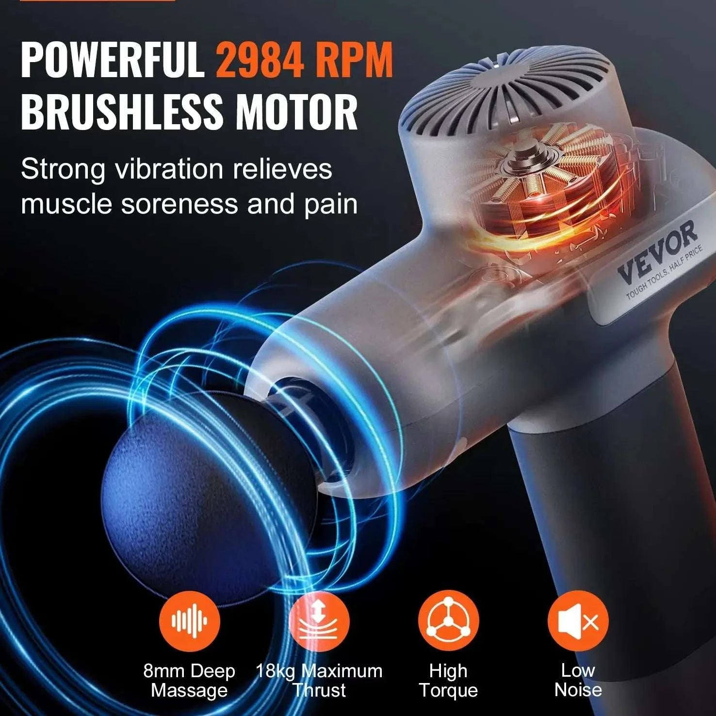 Mini Massage Gun with 5 Speeds & 6 Heads for Deep Muscle Relief-23W / United States