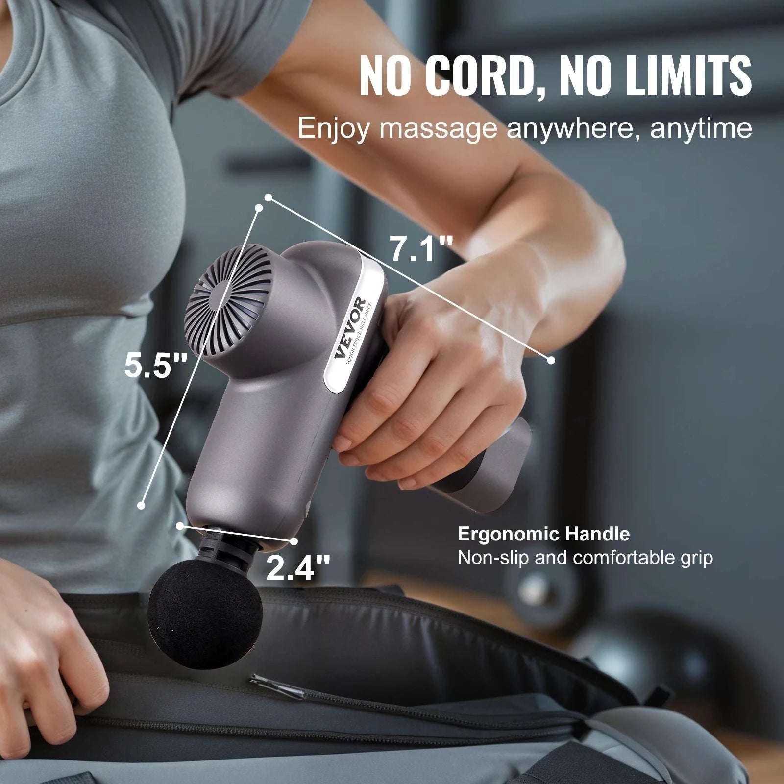 Mini Massage Gun with 5 Speeds & 6 Heads for Deep Muscle Relief-23W / United States