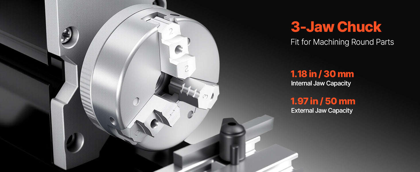 Mini Metal Lathe Machine 2.76 x 5.12 in 36W 20000 RPM with 3-Jaw Chuck-70 mm x 130 mm 36W / United States