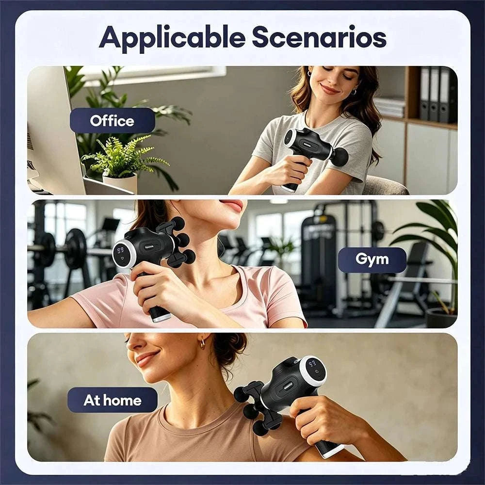 Mini Muscle Massage Gun with 10 Heads and Adjustable Intensity-WHITE