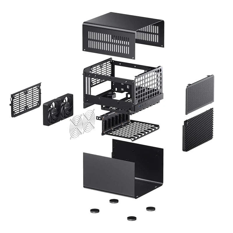 Mini NAS ITX Case with 8 Hot-Swap Bays and Dual Fans-Black