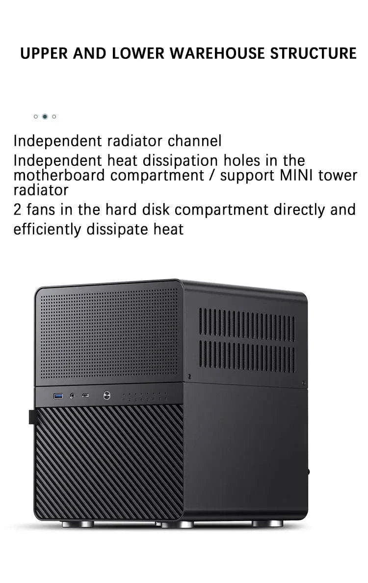 Mini NAS ITX Case with 8 Hot-Swap Bays and Dual Fans-Black