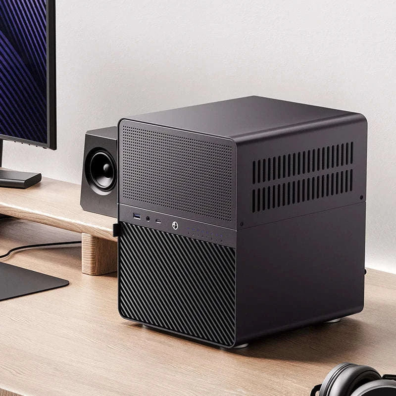 Mini NAS ITX Case with 8 Hot-Swap Bays and Dual Fans-Black