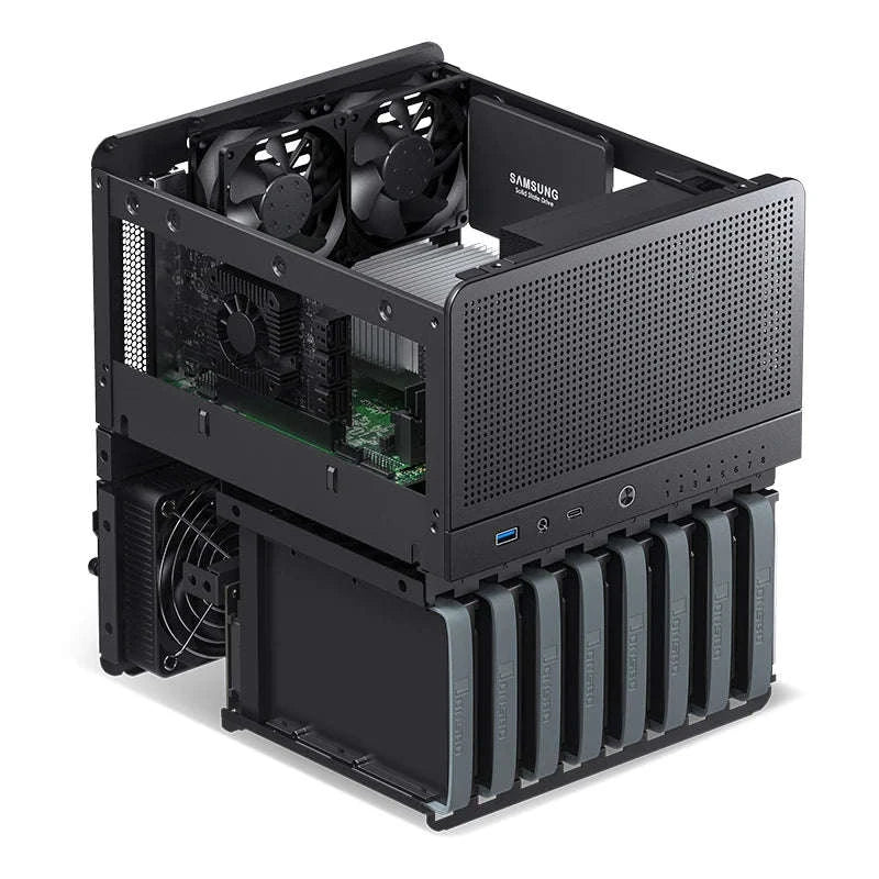 Mini NAS ITX Case with 8 Hot-Swap Bays and Dual Fans-Black