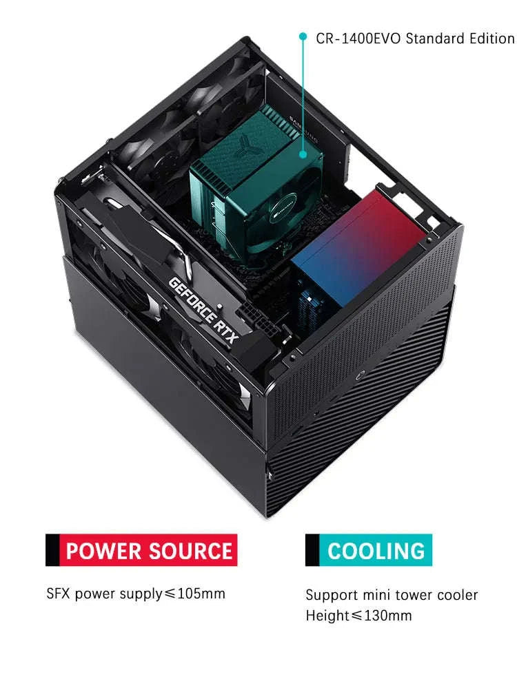 Mini NAS ITX Case with 8 Hot-Swap Bays and Dual Fans-Black