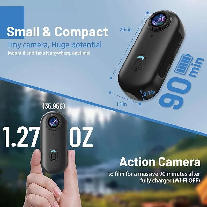 Mini Pocket Magnetic POV Vlog Camera-4K-White / 64GB