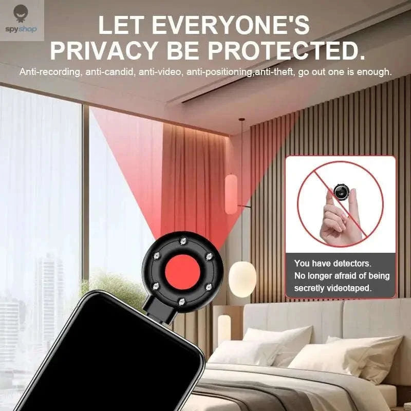 Mini Portable Anti‑Peeping Detector – Infrared Privacy Protection for Travel and Daily Use-Type-C-Black