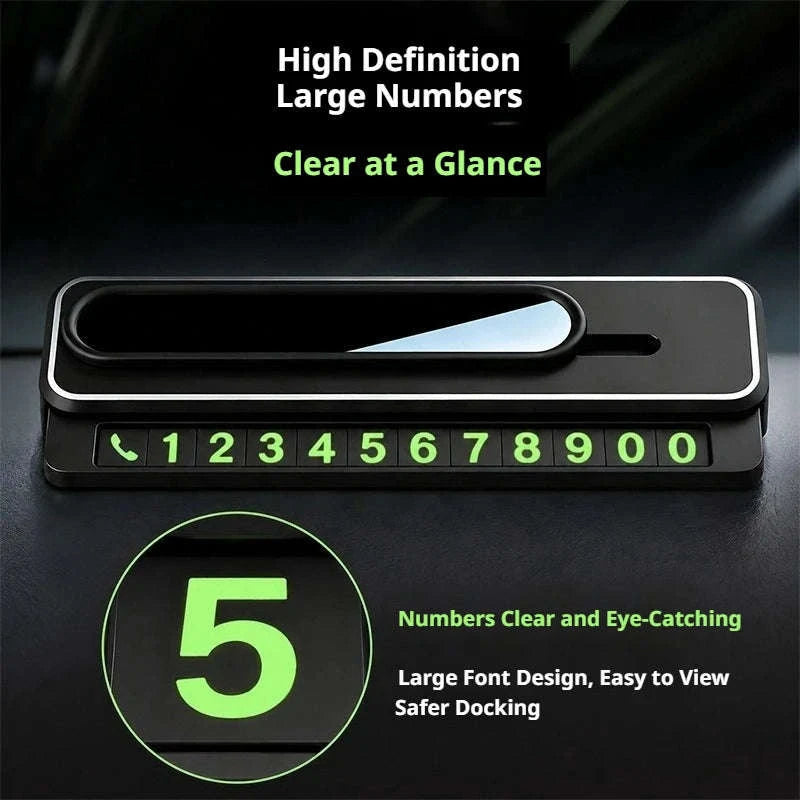 Mini Portable Phone Number Plate with Dual Number Display-Black 1PC