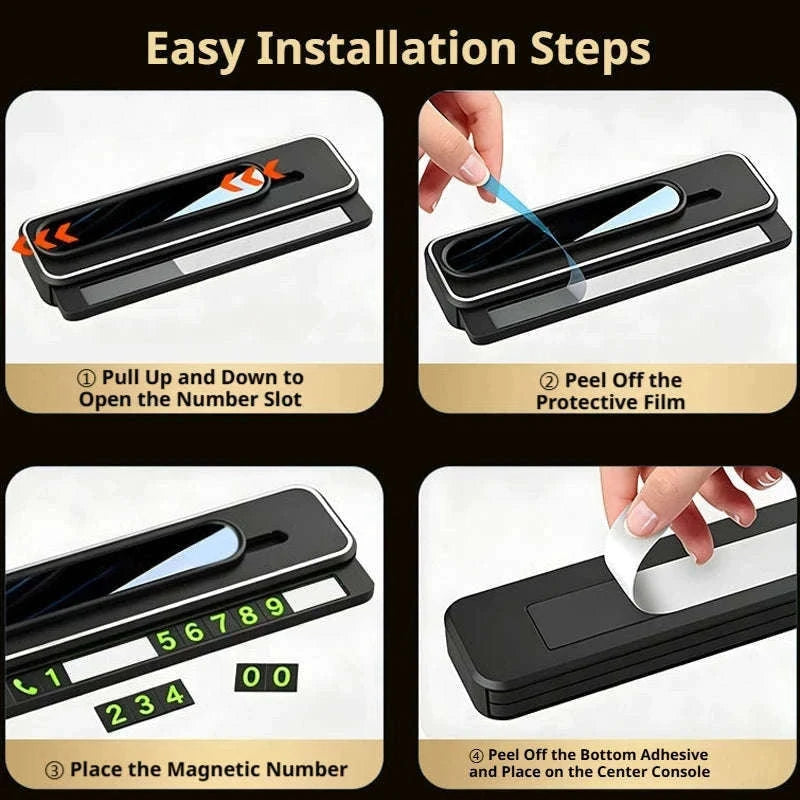 Mini Portable Phone Number Plate with Dual Number Display-Black 1PC