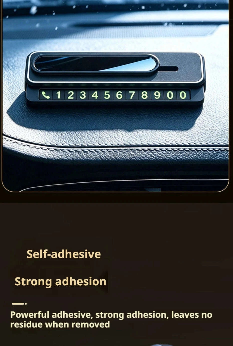 Mini Portable Phone Number Plate with Dual Number Display-Black 1PC