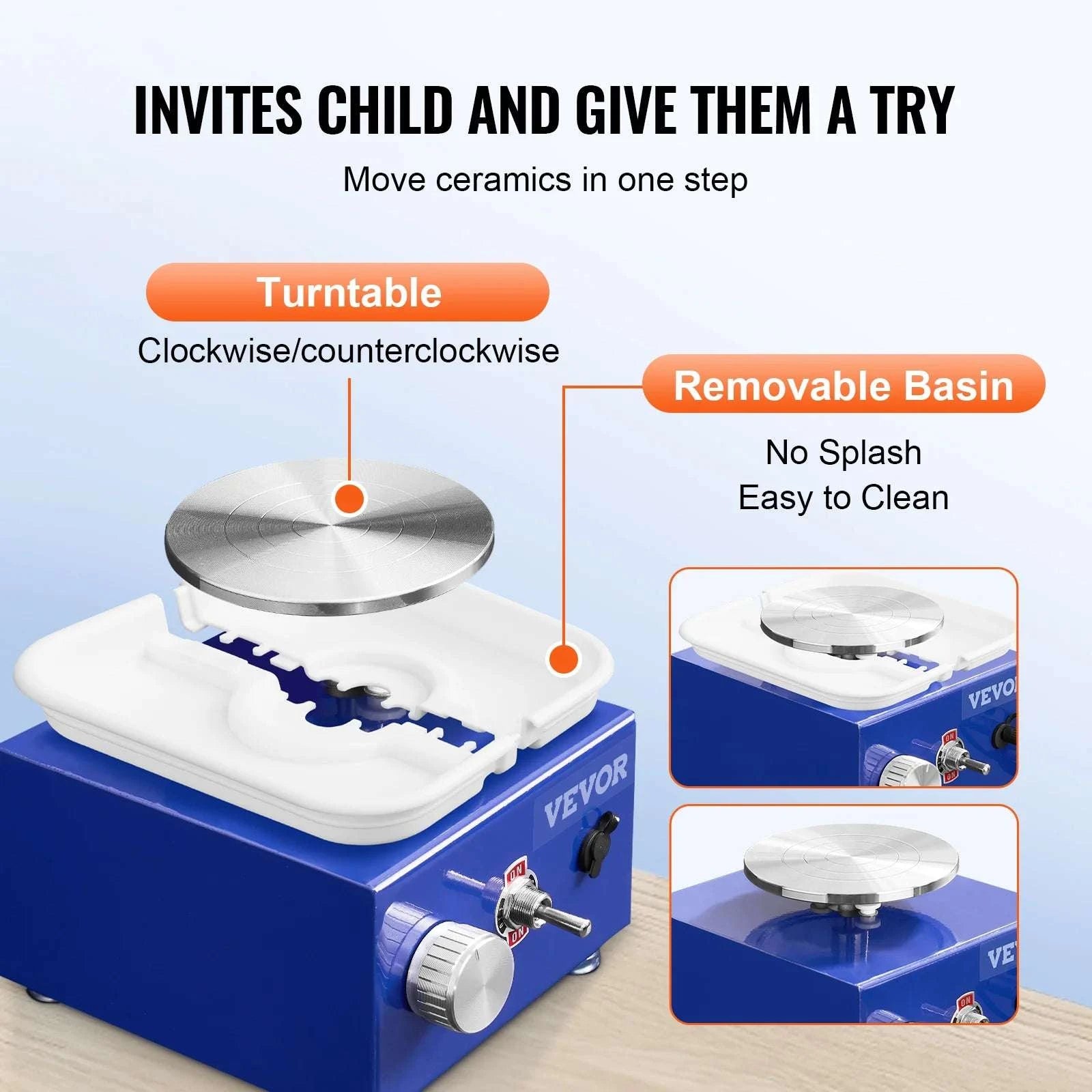 Mini Pottery Wheel Kit with Adjustable Speed & Dual Turntables-Mini 0-300rpm / france