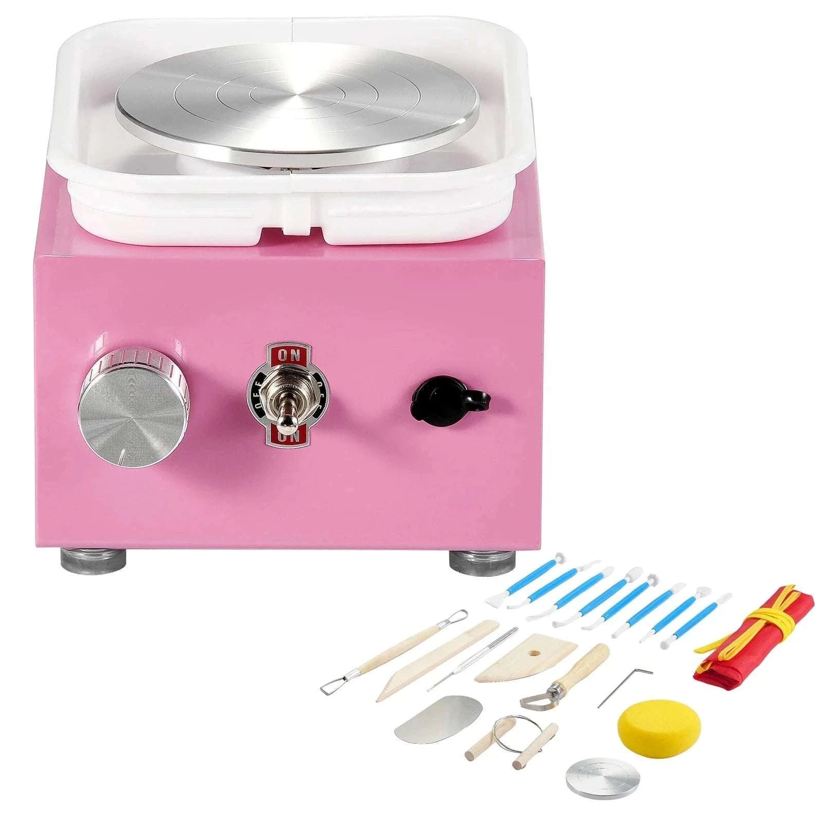 Mini Pottery Wheel Kit with Adjustable Speed & Tool Set-Pink / spain