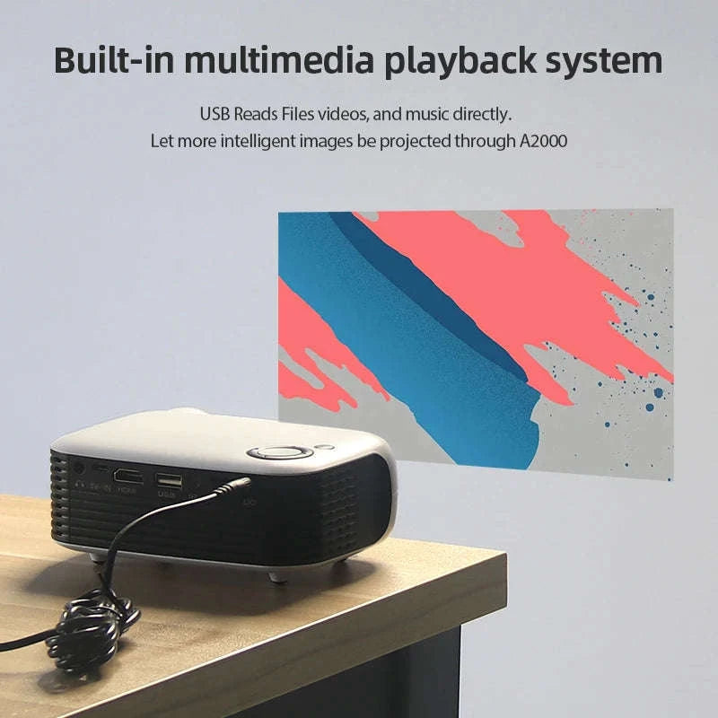 Mini Projector A2000 | Compact Home Cinema Projector-White / UK Plug
