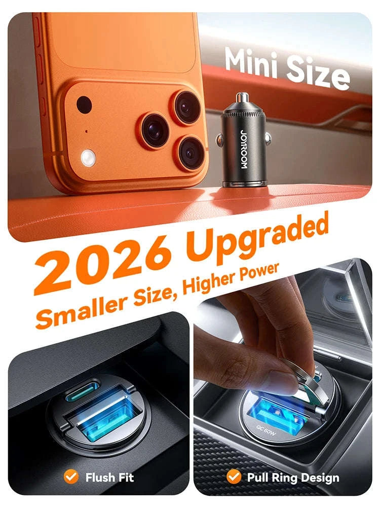 Mini Pull Ring Car Charger USB-C and USB-A Fast Charge-2 Type-c / China Mainland