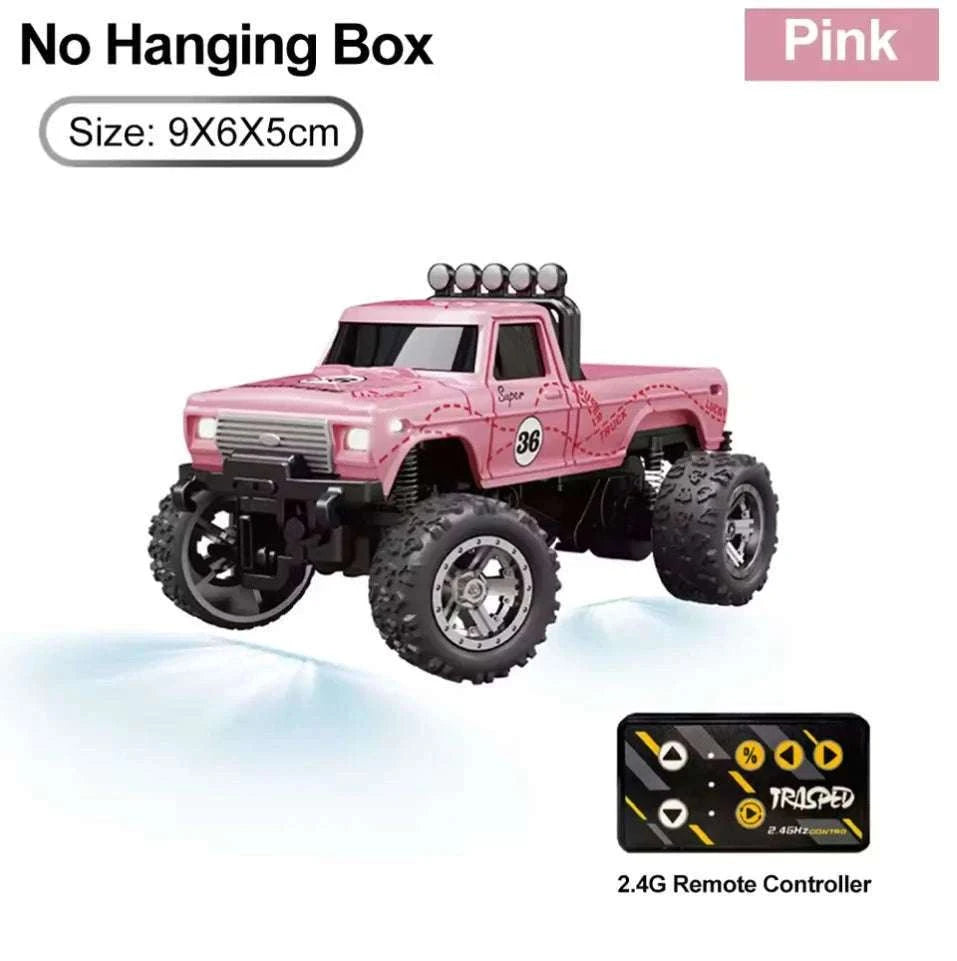 Mini RC Monster Truck 1:64 Remote Control Car with Lights-